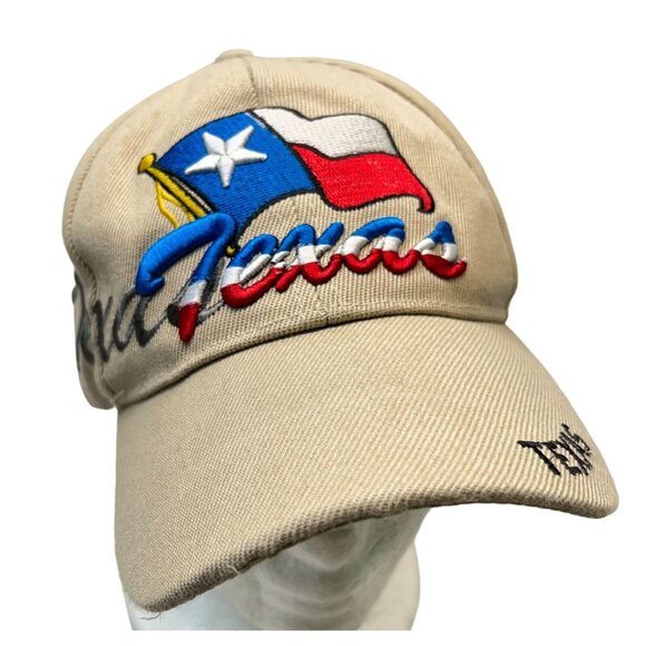 Texas Flag Baseball Cap Strapback Hat USA Patriotic Embroidered Khaki - Picture 10 of 10
